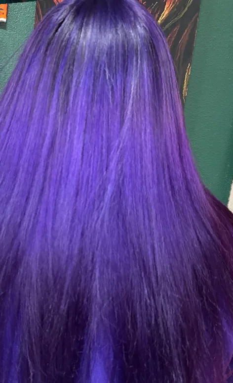 Purple grape poppy — hair work by Stephanie Thomas at Gypsy Cosmo Salon