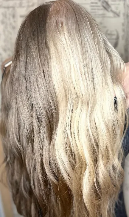 Split dye chocolate and marshmallow — hair work by Stephanie Thomas at Gypsy Cosmo Salon